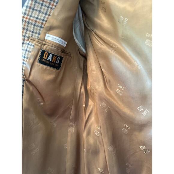 DAKS London Wool Men’s Blazer Elbow Patch Vintage Sport Coat Houndstooth Med 42R - Picture 6 of 9